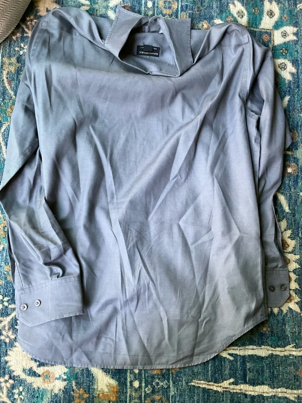 Banana Republic Men's Slim Fit Button Dark Gray Blur Dress Shirt Medium